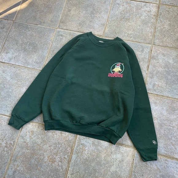 Vintage 80's Bah Humbug Christmas Crewneck Sweatshirt Forest Green Size Large - Picture 2 of 4